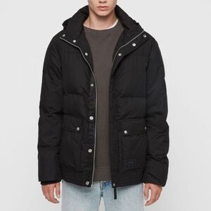 All Saints Hadley Black Puffer Jacket XL